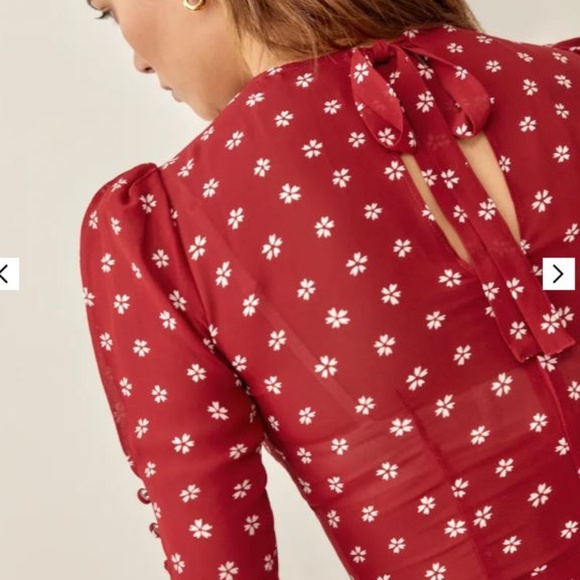 Reformation Bard Mini Dress, Red floral, Size 0 - Picture 3 of 6